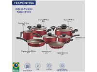 Jogo de Panelas Tramontina Antiaderente de Alumínio Vermelho 10 Peças Paris - 3