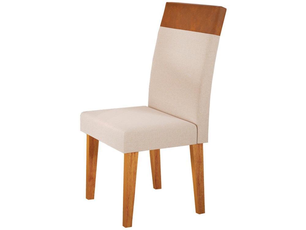 Mesa de Jantar 6 Cadeiras Retangular Tampo de MDF com Vidro Mel e Off White Viena - 6