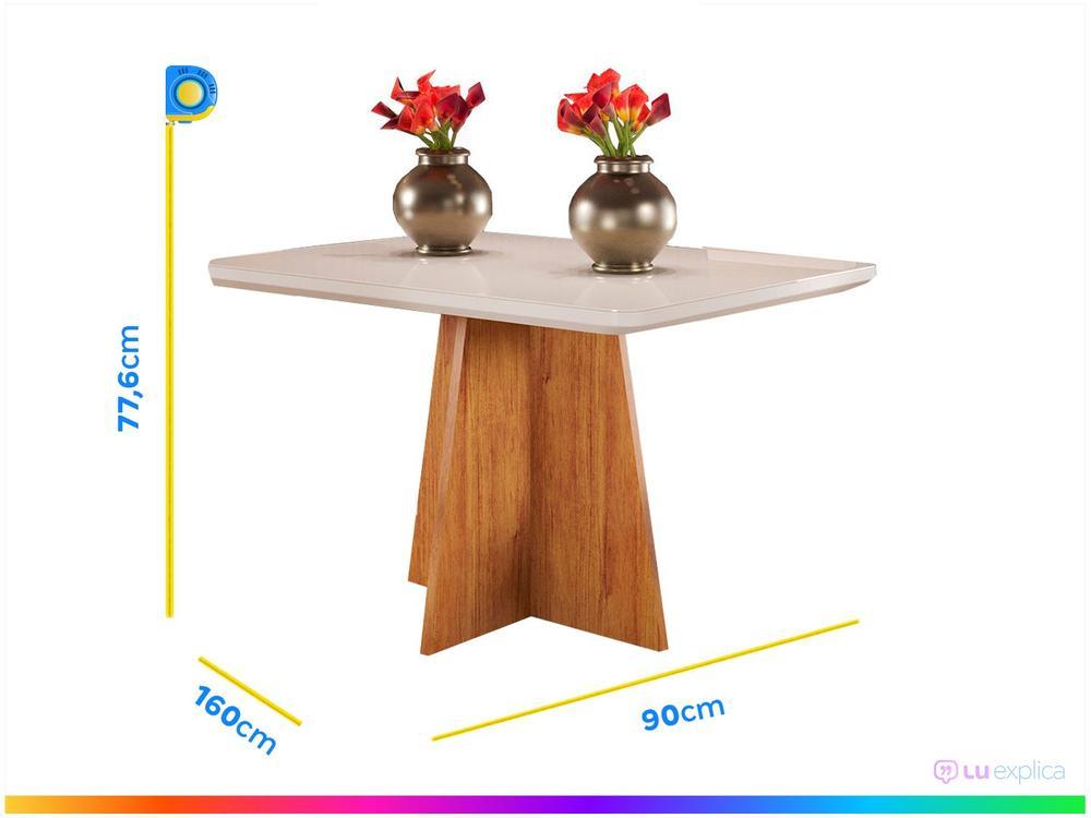 Mesa de Jantar 6 Cadeiras Retangular Tampo de MDF com Vidro Mel e Off White Viena - 3