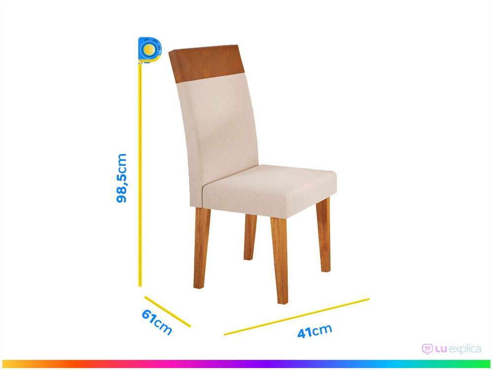 Mesa de Jantar 4 Cadeiras Retangular Tampo de MDF com Vidro Mel e Off White Viena - 4