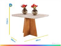 Mesa de Jantar 4 Cadeiras Retangular Tampo de MDF com Vidro Mel e Off White Viena - 3