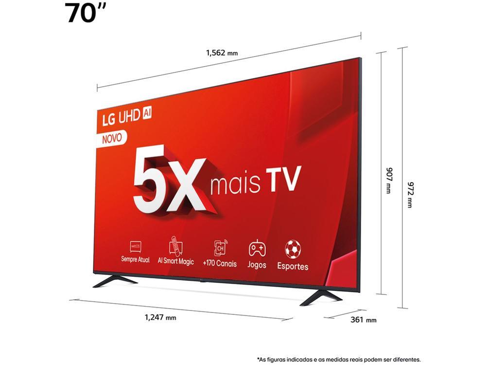 Smart TV 70" 4K LG Ultra HD 70UT8050 com Processador a5 Ger7 AI, Alexa/Chromecast integrado, Otimizador de Jogos, webOS 24 e Controle Smart Magic - 13