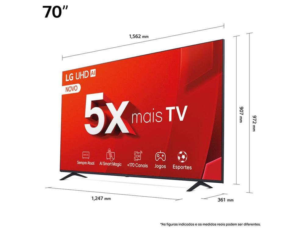 Smart TV 70" 4K LG Ultra HD 70UT8050 com Processador a5 Ger7 AI, Alexa/Chromecast integrado, Otimizador de Jogos, webOS 24 e Controle Smart Magic - 5