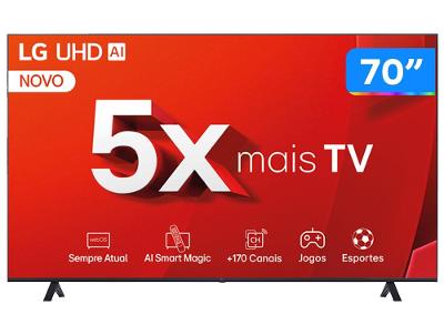 Smart TV 70" 4K LG Ultra HD 70UT8050 com Processador a5 Ger7 AI, Alexa/Chromecast integrado, Otimizador de Jogos, webOS 24 e Controle Smart Magic