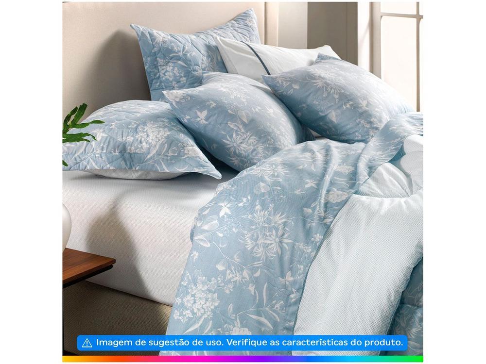 Colcha Solteiro Karsten 100% Algodão 160 Fios Enara Azul e Branco 2 Peças - 2