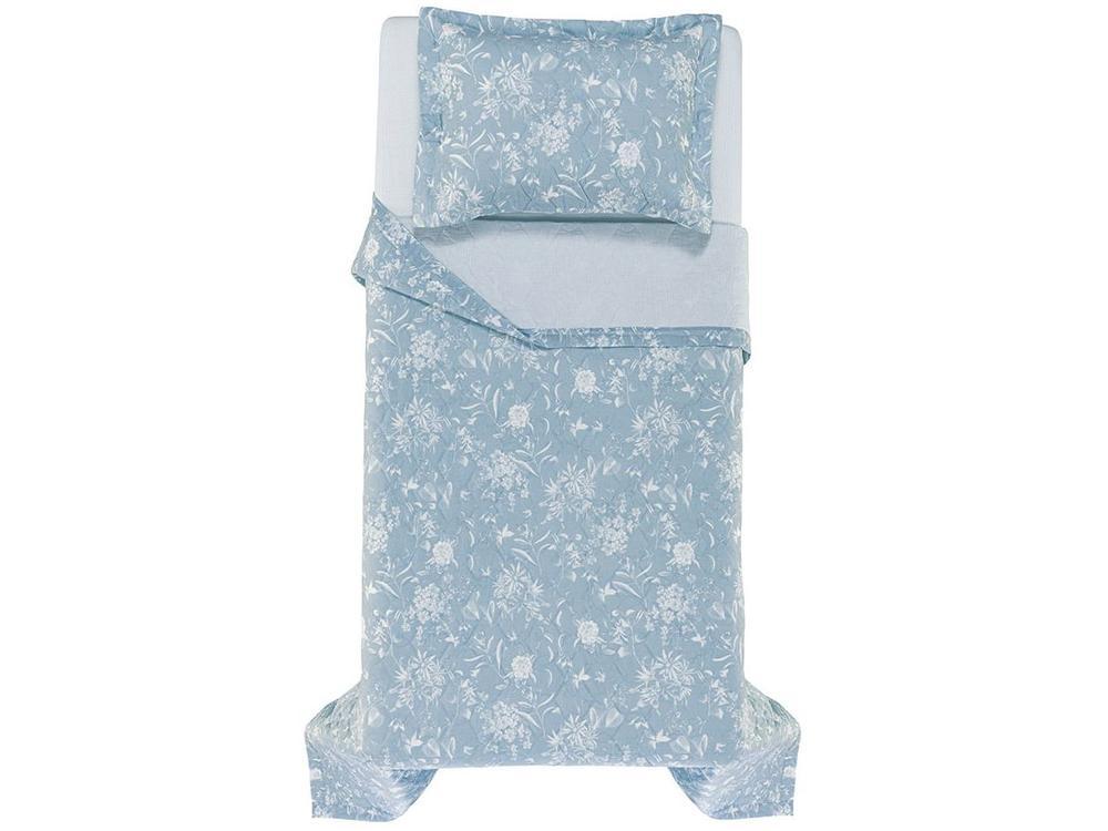 Colcha Solteiro Karsten 100% Algodão 160 Fios Enara Azul e Branco 2 Peças - 3