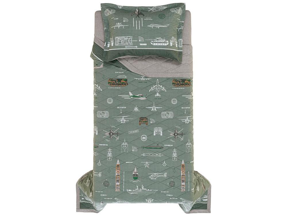 Colcha Solteiro Karsten 100% Algodão Militar II Verde e Branco 2 Peças - 4
