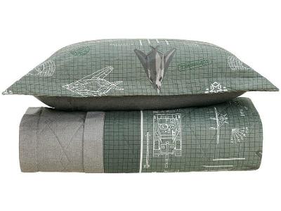 Colcha Solteiro Karsten 100% Algodão Militar II Verde e Branco 2 Peças