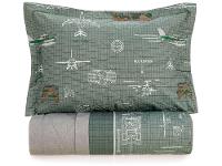 Colcha Solteiro Karsten 100% Algodão Militar II Verde e Branco 2 Peças - 3