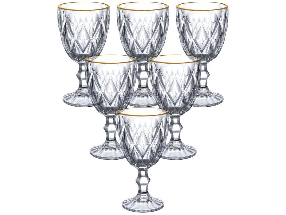 Jogo de Taças de Vidro para Água e vinho Transparente e Dourado 320ml 6 Peças Hauskraft TCVN015/GD - 1