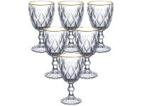 Jogo de Taças de Vidro para Água e vinho Transparente e Dourado 320ml 6 Peças Hauskraft TCVN015/GD - 1