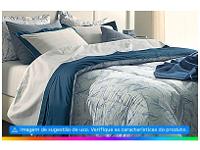 Colcha Casal Karsten 100% Algodão Arboris Branco e Azul Marinho 3 Peças - 2