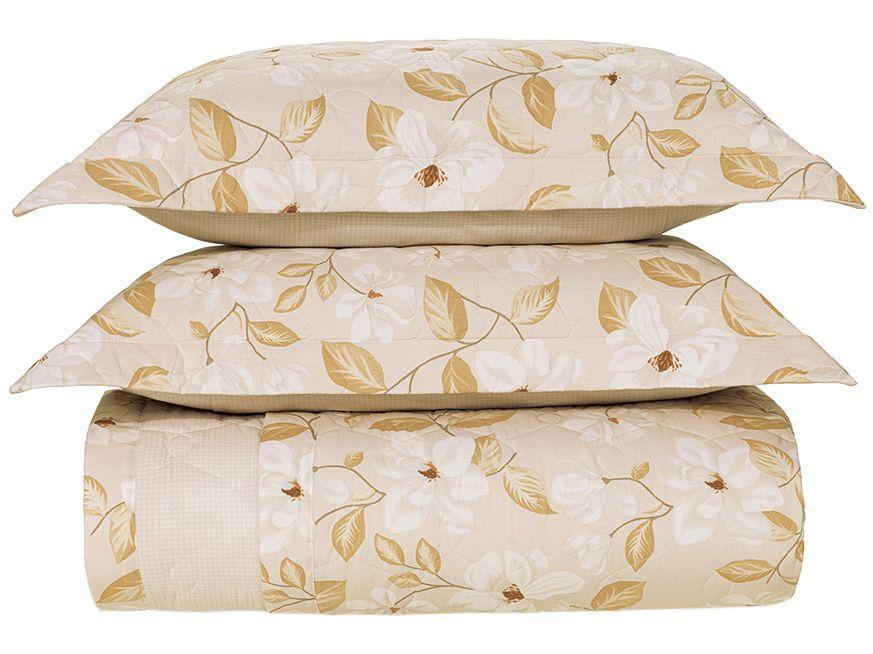 Colcha Solteiro Karsten 100% Algodão Cecília Branco e Bege 2 Peças - 1