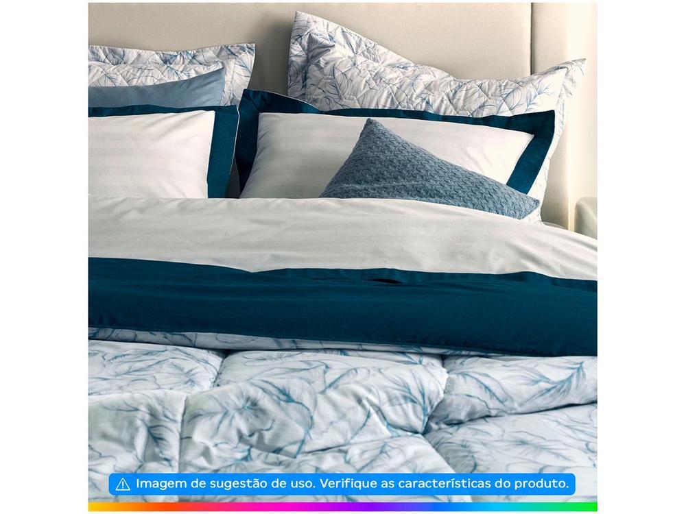 Colcha Solteiro Karsten 100% Algodão Arboris Branco e Azul Marinho 2 Peças - 2