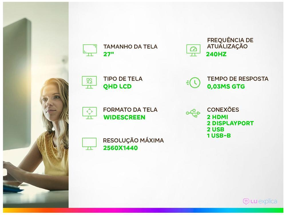 Monitor Gamer AOC Agon Pro AG276QZD/FG 27" QHD 240Hz 0,03ms 2 HDMI DisplayPort G-sync - 2