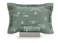 Jogo de Cama Solteiro 100% Algodão Karsten 200 Fios Militar II Verde e Branco 3 Peças - 3