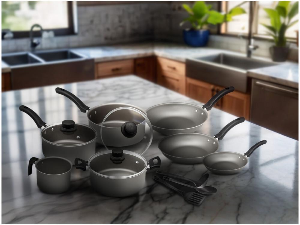 Jogo de Panelas Eirilar Antiaderente de Alumínio Grafite 10 Peças Facility - 2