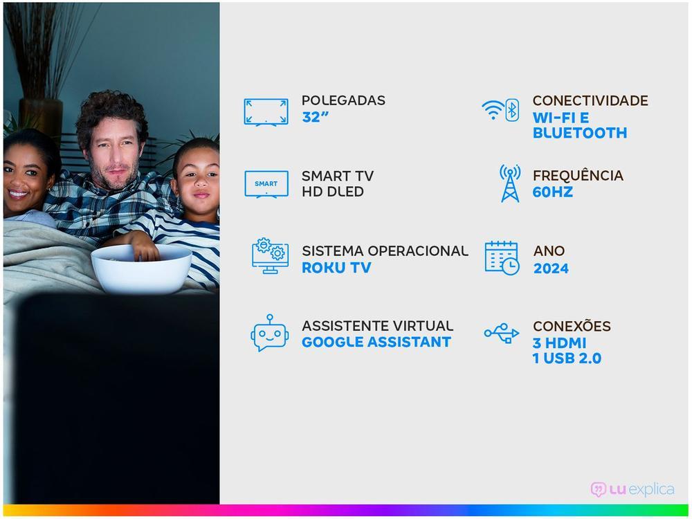 Smart TV 32" HD DLED AOC Série 5045 32S5045/78G Wi-Fi Bluetooth 3 HDMI 1 USB - 2