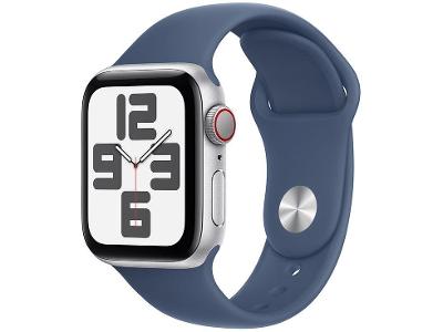 Apple Watch SE GPS + Cellular Caixa Prateada de Alumínio 40mm Pulseira Esportiva Denim P/M