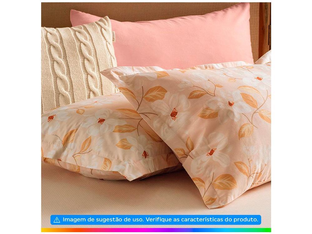 Jogo de Cama Solteiro 100% Algodão Karsten 200 fios Cecília Bege e Branco 2 Peças - 2
