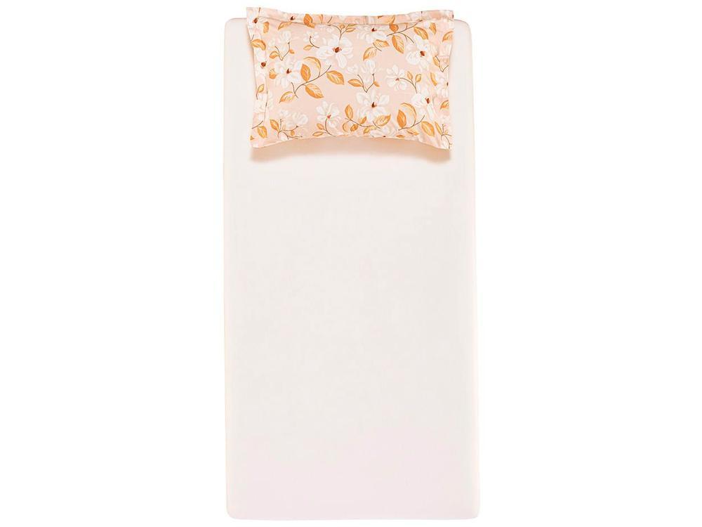 Jogo de Cama Solteiro 100% Algodão Karsten 200 fios Cecília Bege e Branco 2 Peças - 3