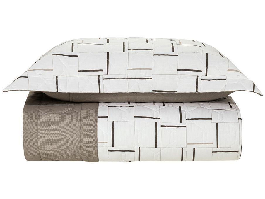 Colcha Solteiro 100% Algodão Karsten Heitor Bege e Marrom 2 Peças - 1