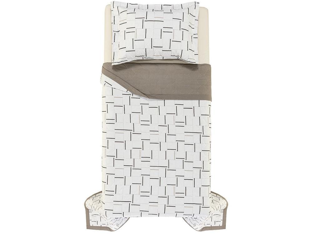 Colcha Solteiro 100% Algodão Karsten Heitor Bege e Marrom 2 Peças - 3