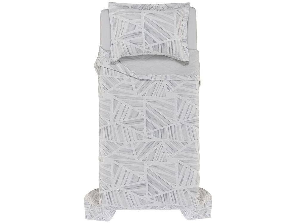 Colcha Solteiro Karsten  100% Algodão Moura Branco e Cinza 2 Peças - 3