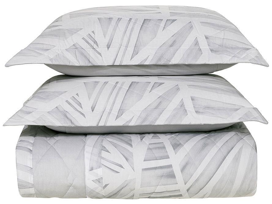 Colcha King  Karsten  100% Algodão Moura Branco e Cinza 3 Peças - 4