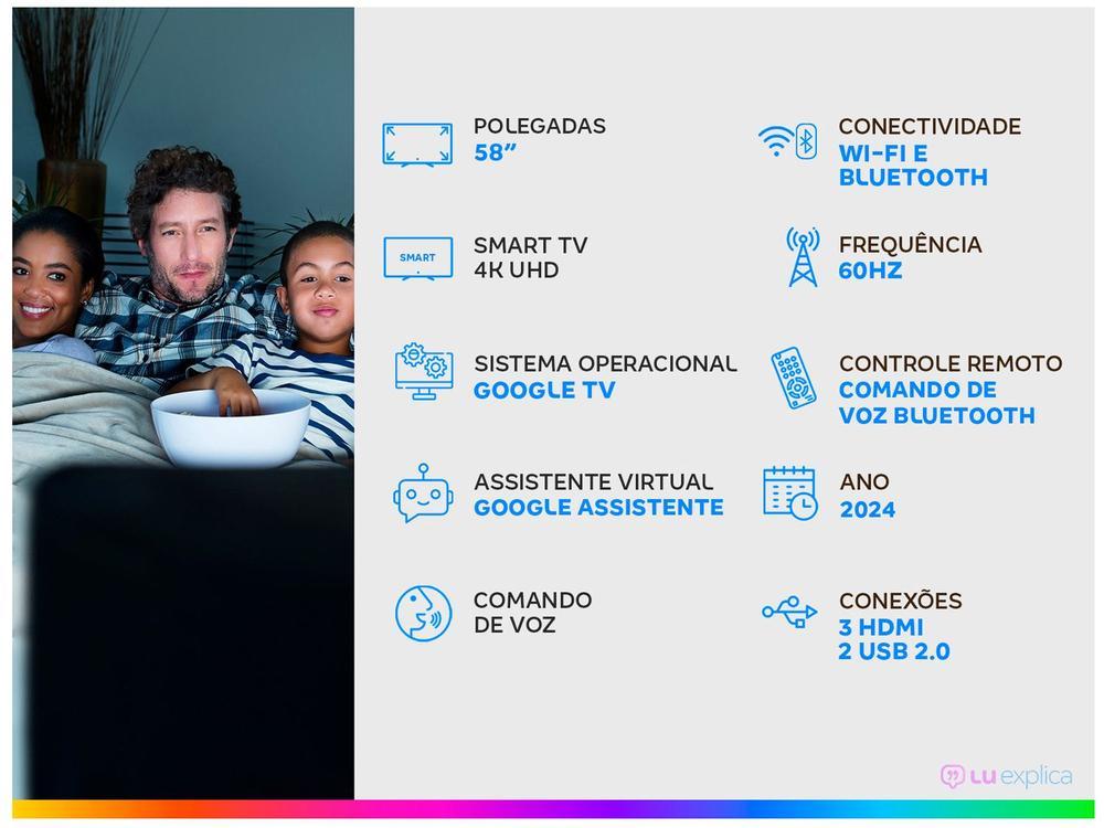 Smart TV 58" 4K UHD LED Philips 58PUG7019/78 Wi-Fi Bluetooth Google Assistente 3 HDMI 2 USB - 2