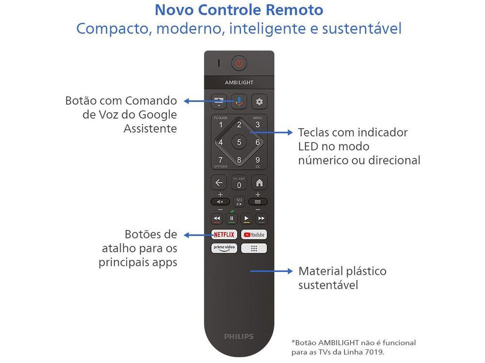 Smart TV 58" 4K UHD LED Philips 58PUG7019/78 Wi-Fi Bluetooth Google Assistente 3 HDMI 2 USB - 8