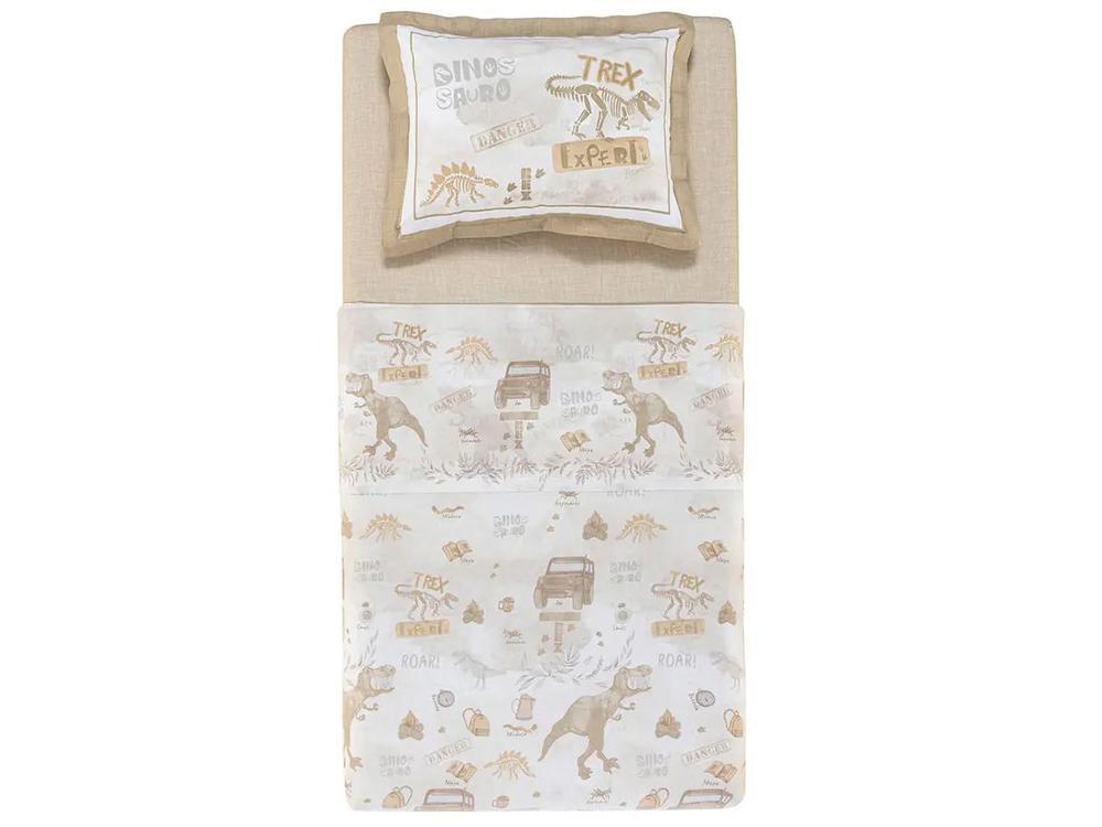 Jogo de Cama Solteiro 100% Algodão Karsten 200 Fios Bege e Cinza 3 Peças - 5