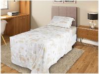 Jogo de Cama Solteiro 100% Algodão Karsten 200 Fios Bege e Cinza 3 Peças - 2