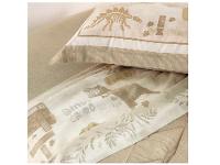 Jogo de Cama Solteiro 100% Algodão Karsten 200 Fios Bege e Cinza 3 Peças