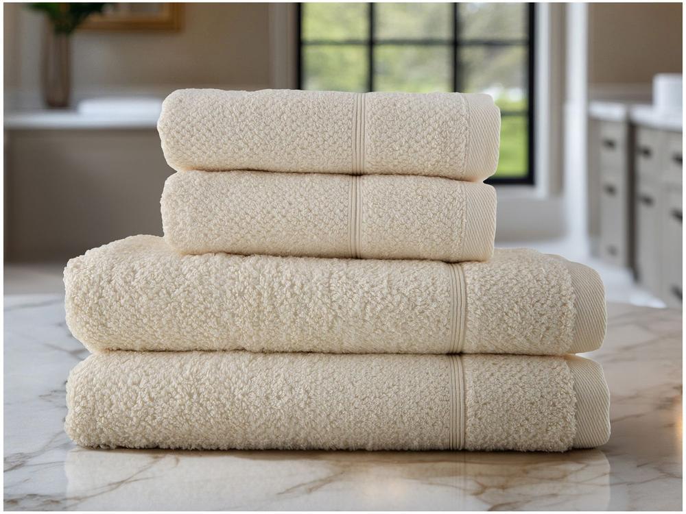 Jogo de Toalhas de Banho e Rosto Dohler de Algodão Egípcio Kairo Creme 4 Peças - 4