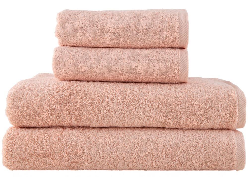 Jogo de Toalhas de Banho e Rosto Dohler 100% Algodão Florença Salmão 4 Peças - 1