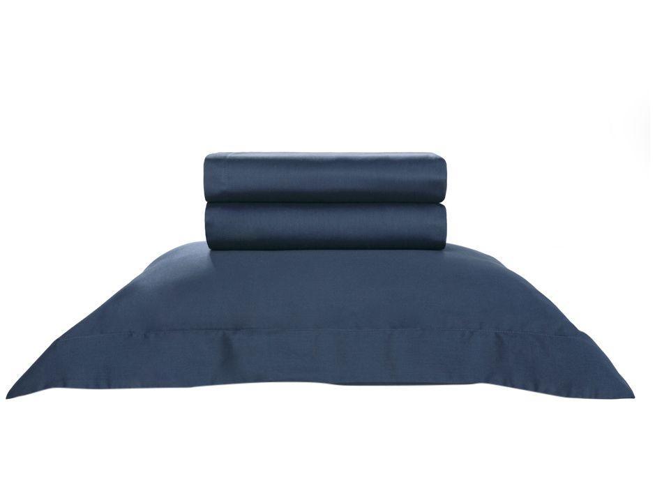 Jogo de Cama Solteiro 100% Algodão Karsten 270 Fios Domos Marinho 3 Peças - 1