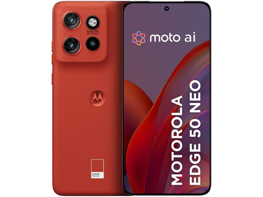 Smartphone Motorola Edge 50 Neo 256GB Poinciana (Vermelho) 5G 8GB RAM 6,4" Câm. Tripla + Selfie 32MP - 1