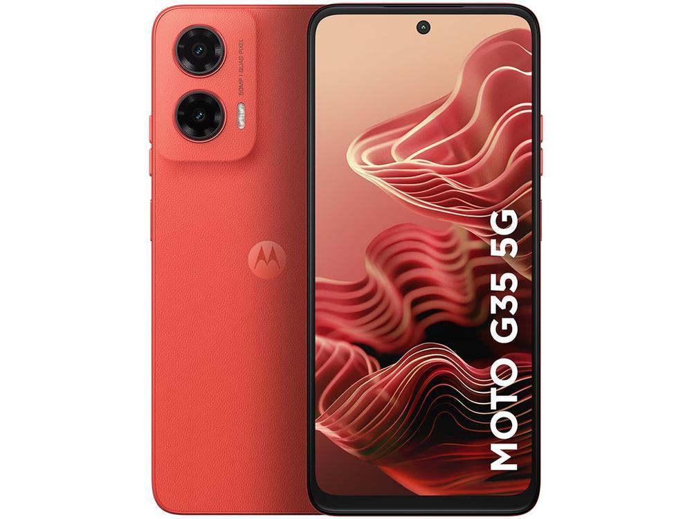 Smartphone Motorola Moto G35 256GB Coral 5G 4GB RAM+8GB Ram Boost 5G 6,7" Câm. Dupla + Selfie 16MP - 15