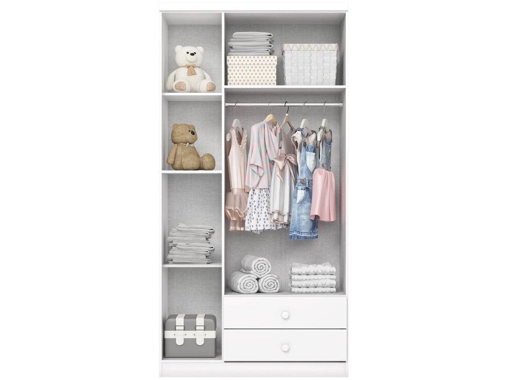 Quarto de Bebê Completo com Berço Cômoda e Guarda-roupa Henn Bala de Menta Branco - 2