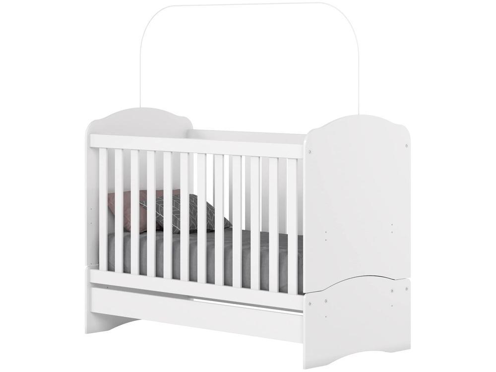 Quarto de Bebê Completo com Berço Cômoda e Guarda-roupa Henn Bala de Menta Branco - 5