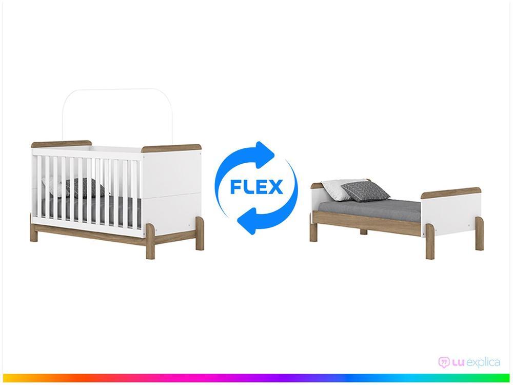 Quarto de Bebê Completo com Berço Cômoda e Guarda-roupa Henn Ternura Branco e Jequitibá - 2