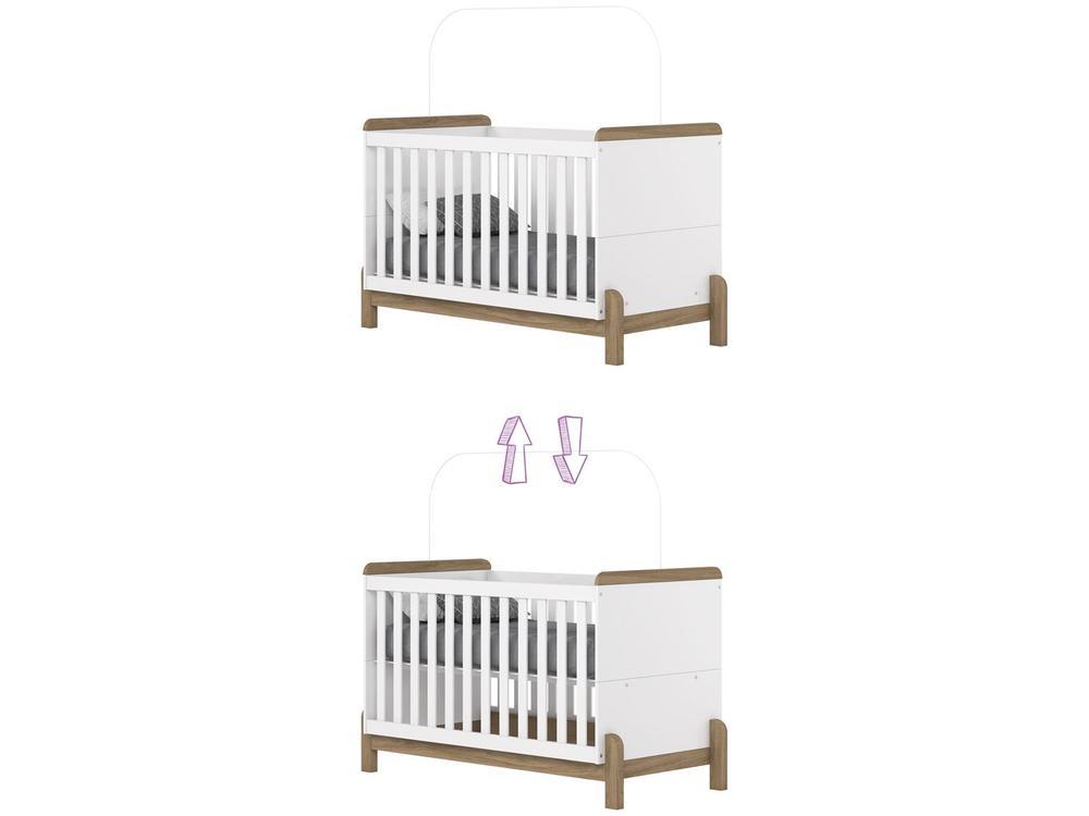 Quarto de Bebê Completo com Berço Cômoda e Guarda-roupa Henn Ternura Branco e Jequitibá - 4