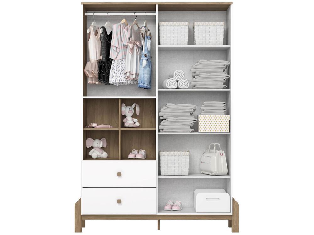 Quarto de Bebê Completo com Berço Cômoda e Guarda-roupa Henn Ternura Branco e Jequitibá - 7