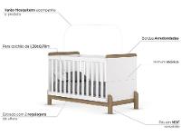 Quarto de Bebê Completo com Berço Cômoda e Guarda-roupa Henn Ternura Branco e Jequitibá - 3