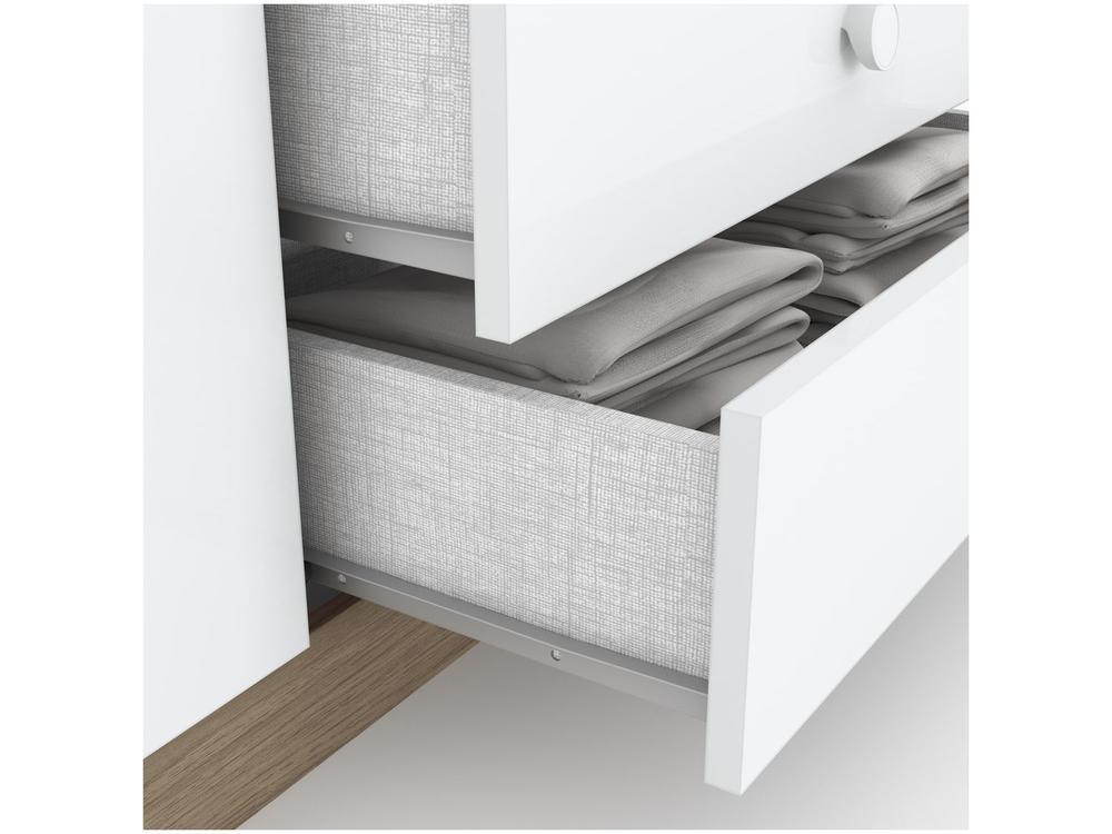 Quarto de Bebê Completo com Berço Cômoda e Guarda-roupa Henn Bala de Menta Rústico e Branco - 3