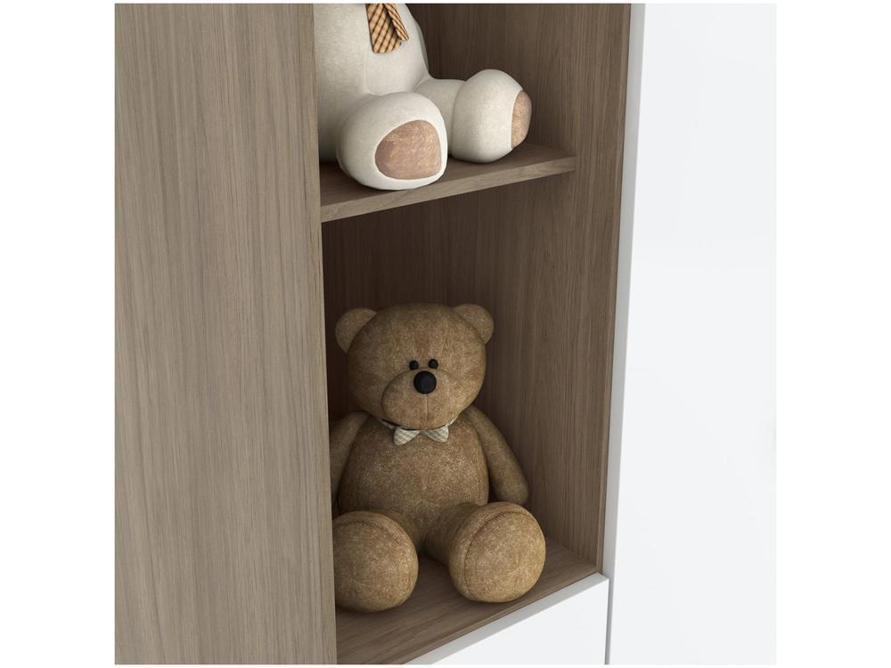 Quarto de Bebê Completo com Berço Cômoda e Guarda-roupa Henn Bala de Menta Rústico e Branco - 4