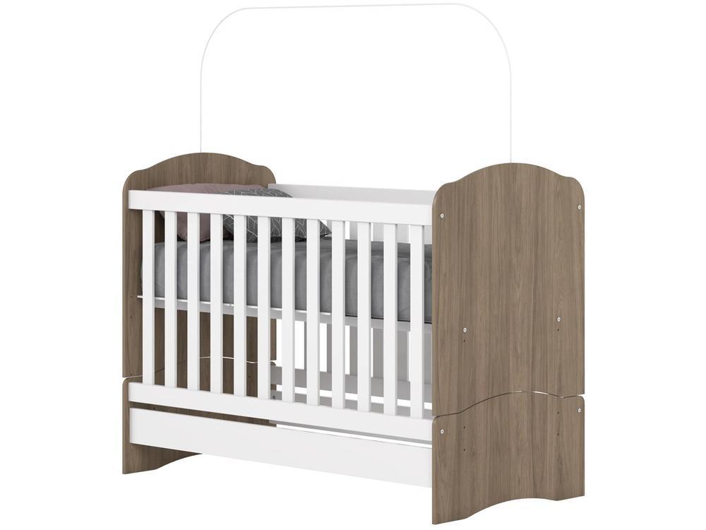 Quarto de Bebê Completo com Berço Cômoda e Guarda-roupa Henn Bala de Menta Rústico e Branco - 7