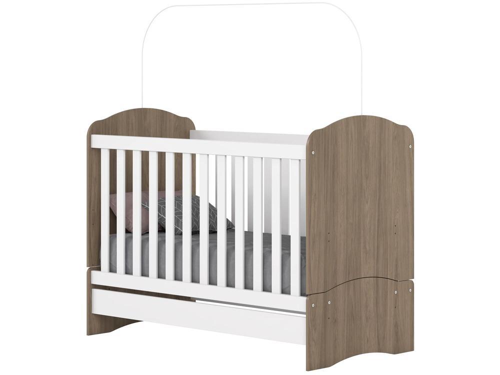 Quarto de Bebê Completo com Berço Cômoda e Guarda-roupa Henn Bala de Menta Rústico e Branco - 8