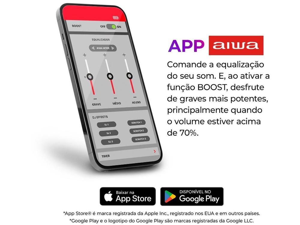 Caixa de Som Torre Aiwa AWS-T2W-02 Bluetooth 2300W RMS Amplificada - 6